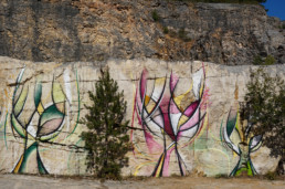 Fresques réalisées sur les murs d’une ancienne carrière – festival Street Art on the Roc