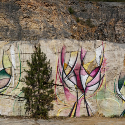 Fresques réalisées sur les murs d’une ancienne carrière – festival Street Art on the Roc