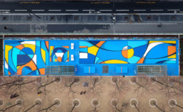 Terrain de sport peint par l’artiste urbain Romain Froquet